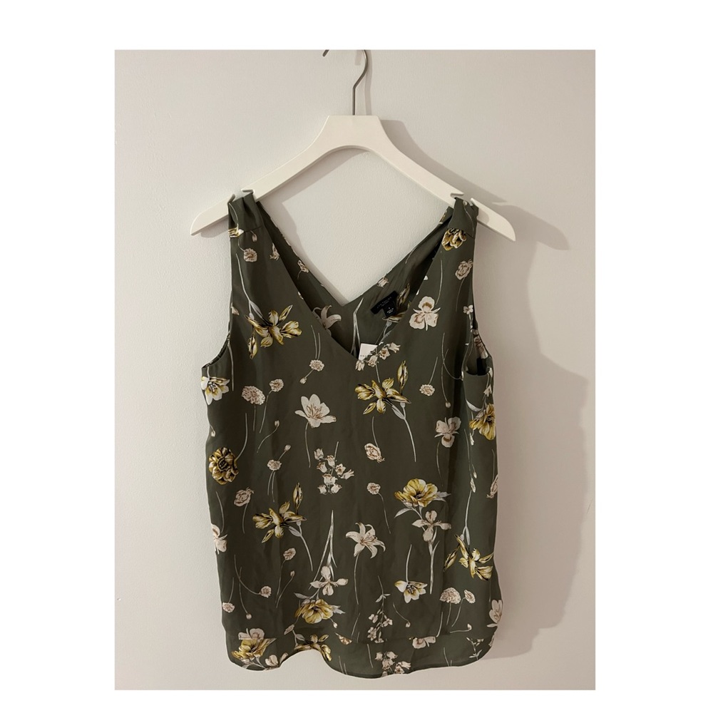 Floral Olive Green Ann Taylor Factory Blouse
